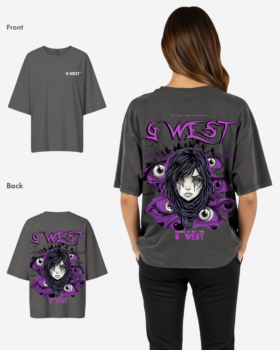 G West Womens Oversized Purple Eye Tee